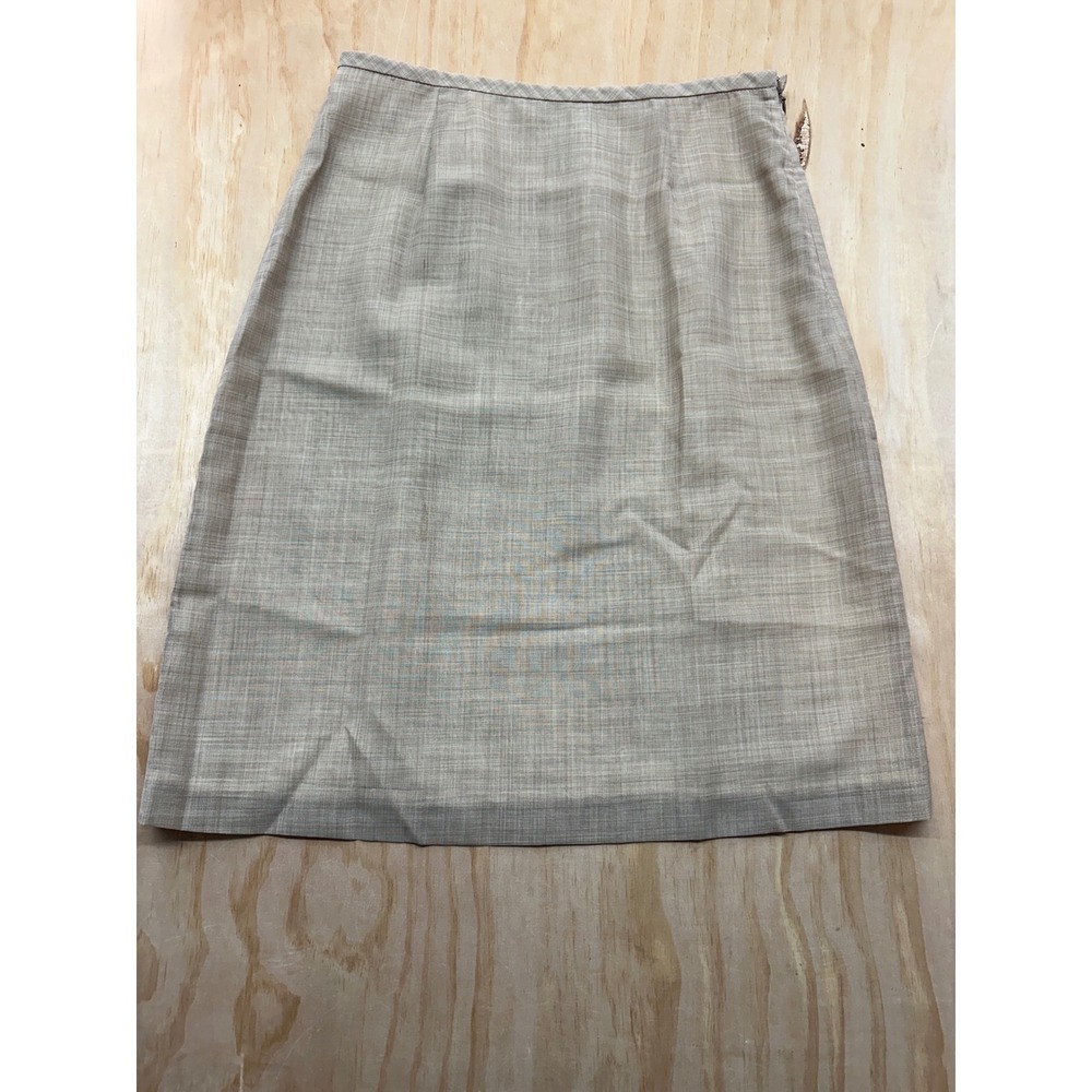 Banana Republic Womens 12 Wool Blend Skirt Beige Tan Crosshatch Made in Italy‎